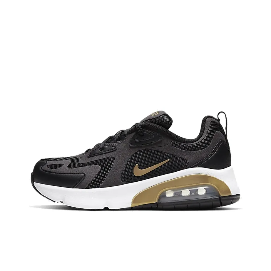 Nike Air Max 200 Low Топ Детские беговые кроссовки Белый черный золотой Подростки