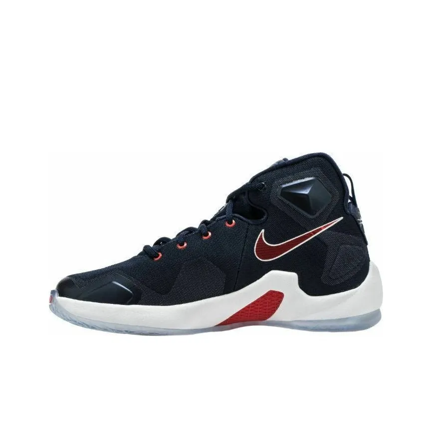 Nike Lebron 13 Non-slip Lightweight Mid-Top Children's Basketball Shoes Blue Red Teenagers