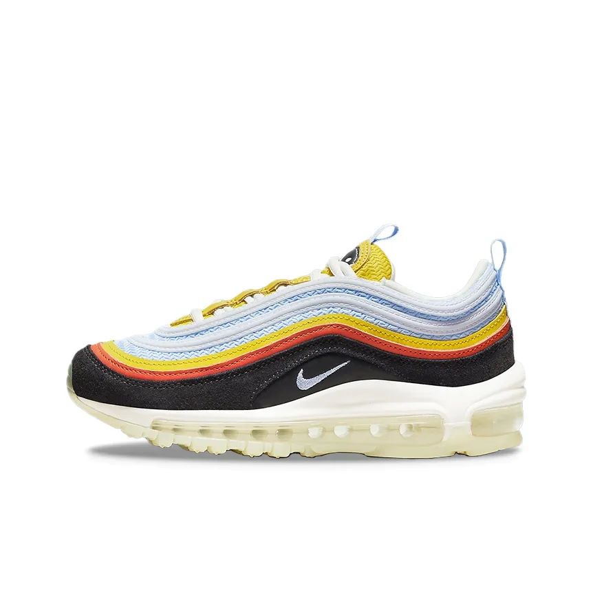 Nike Air Max 97 Low Top Kids' Running Shoes Black White Yellow Teenagers