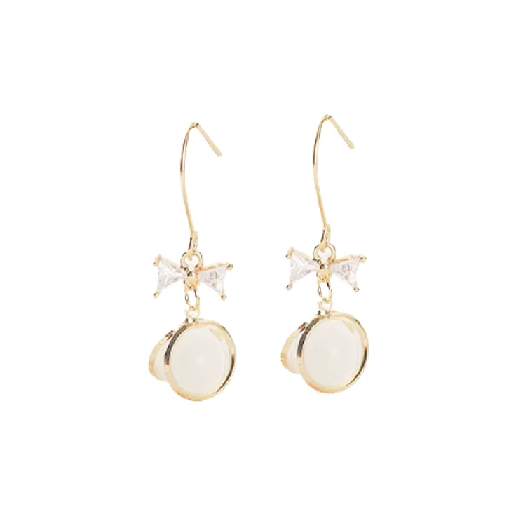 Yiru Искусственный стекло кошачий глаз циркон сплав серьги женские