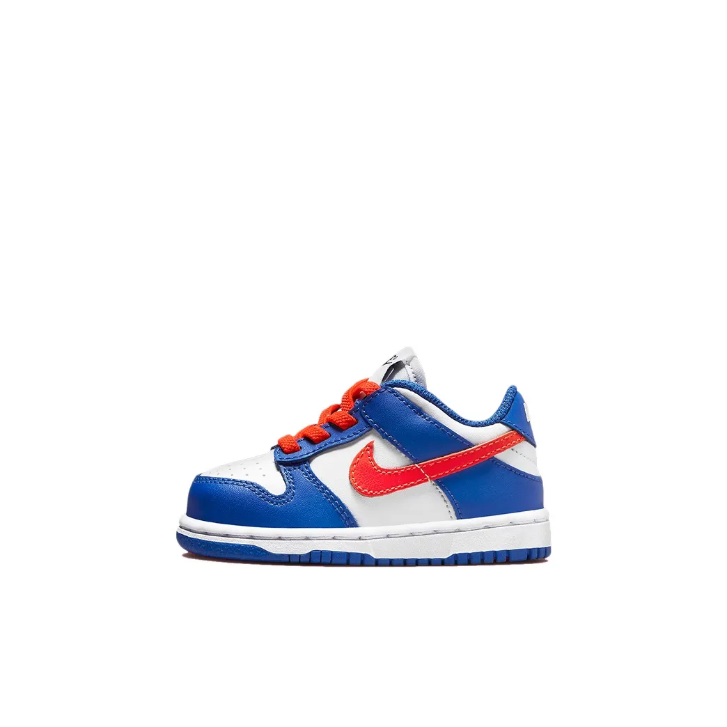 Nike Dunk Knicks Low Топ Кроссовки для скейтбординга Белый Синий и Оранжевый Infant и Toddler