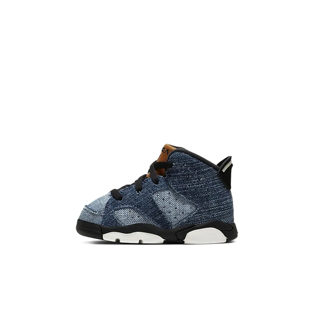 Jordan Air Jordan 6 'Washed Denim' Высокие кеды Обувь для малышей и детей дошкольного возраста Washed Denim