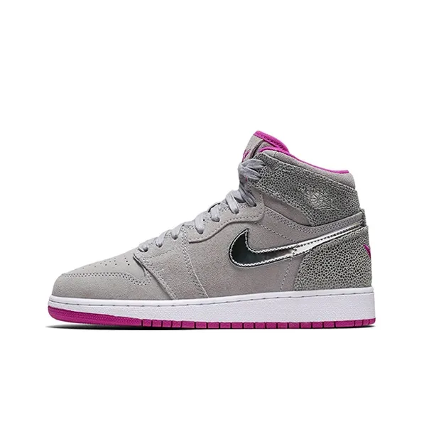 Jordan Air Jordan 1 Ретро High Maya MOORE MID Топ Детские Баскетбольные кроссовки Серый Розовый Подростки