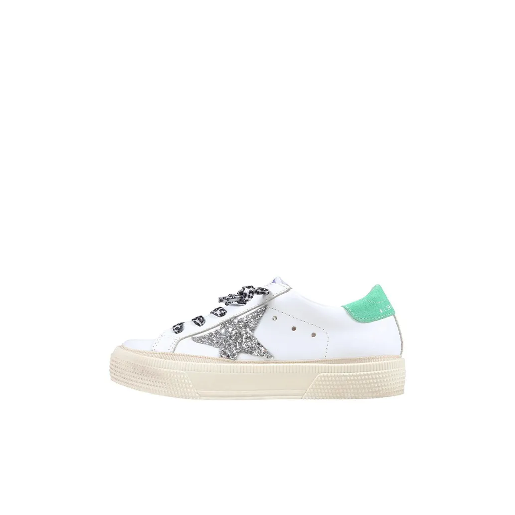 Golden Goose May Star Низкий Топ Детские Скейтбординги Белый Зеленый Дети Возрастом 3-7 Лет