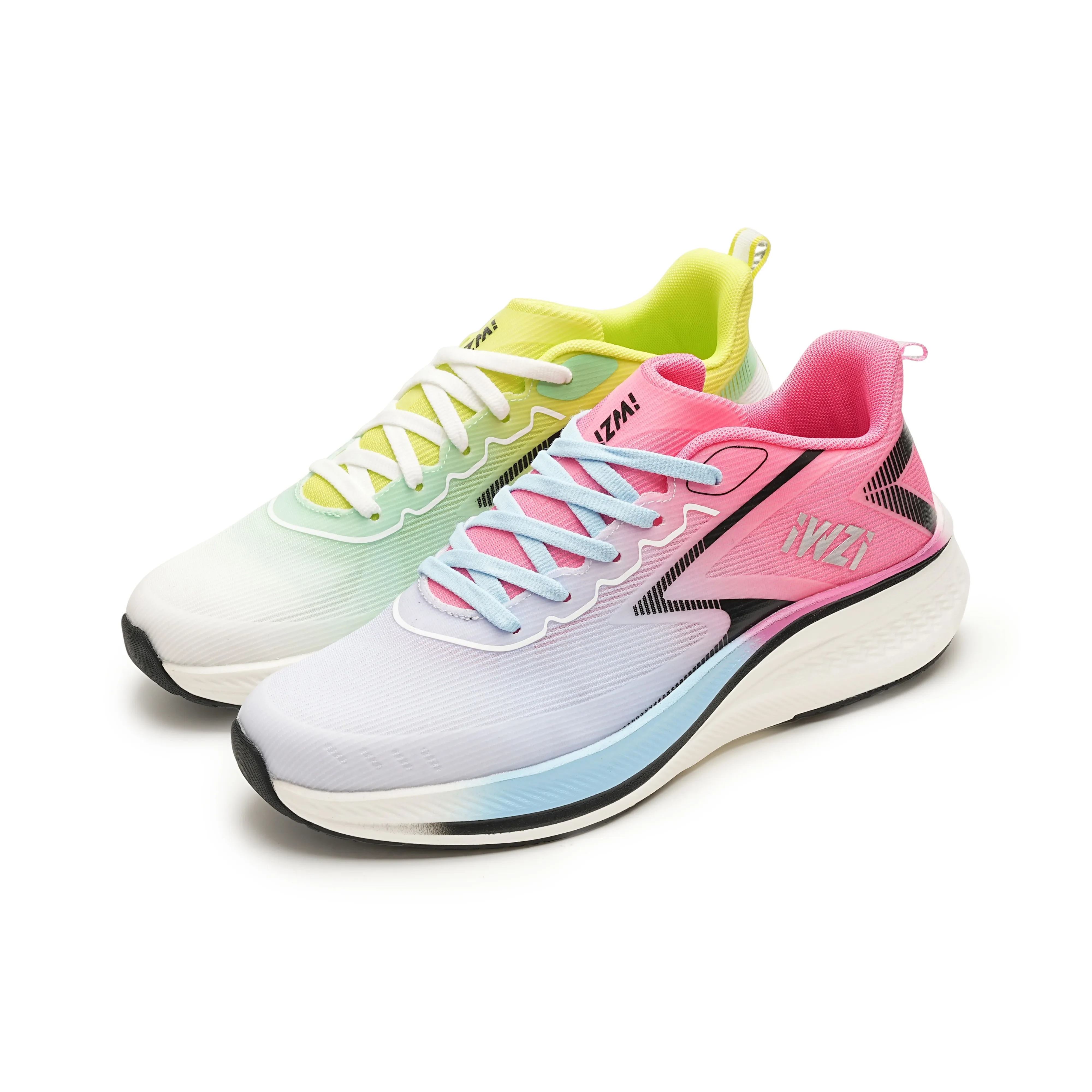 IWZI Низкий топ Беговые кроссовки Унисекс Цветочный дизайн Красный и Ивовый зеленый Несоответствующие цвета