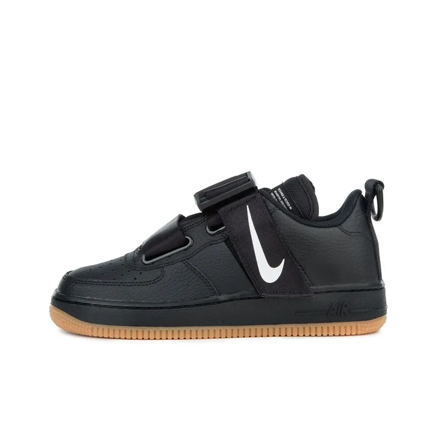 Nike Air Force 1 Slip Resistant Abrasion Resistant Низкий Топ Детские Скейтбординги Черный Белый Подростки