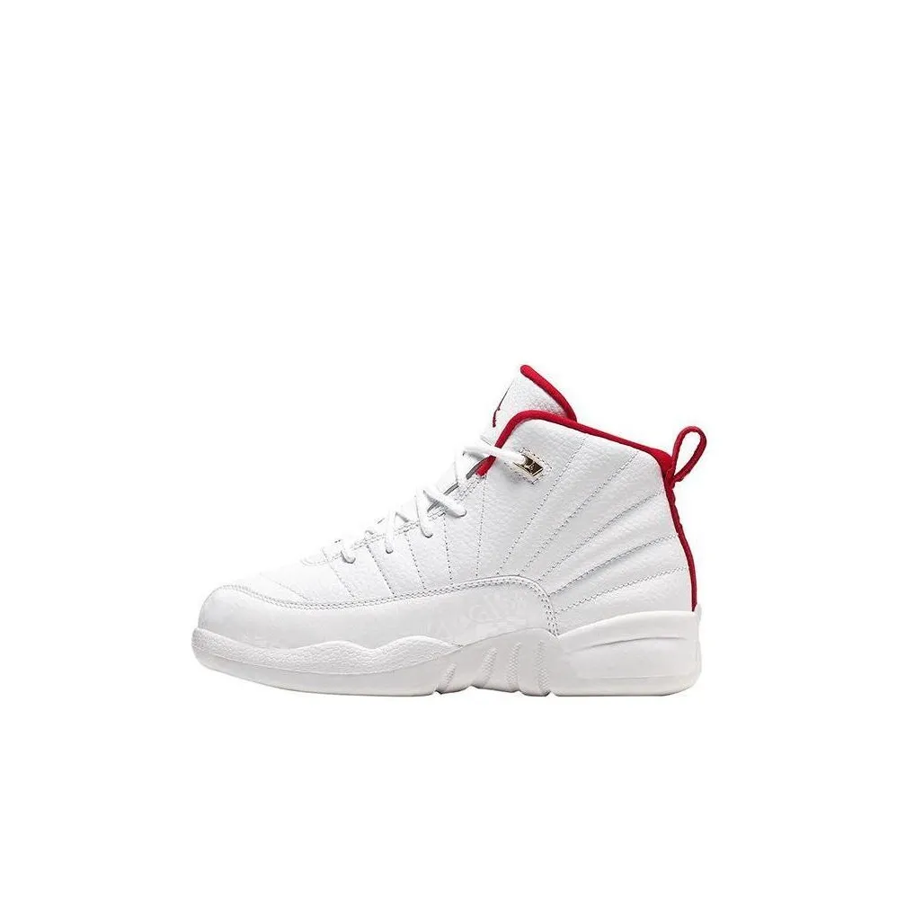 Jordan Air Джордан 12 Ретро 'FIBA' MID Топ Детские баскетбольные кроссовки Белый золотой Детские 3-7 лет