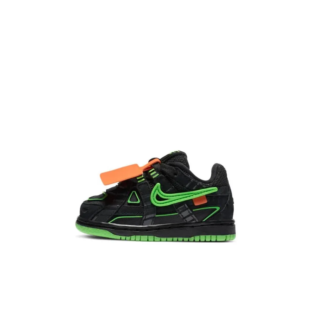 Off Белый x Nike Rubber Dunk Air 'Зеленый Strike' Низкий Топ Обувь для малышей Черный Зеленый Infant And Toddler