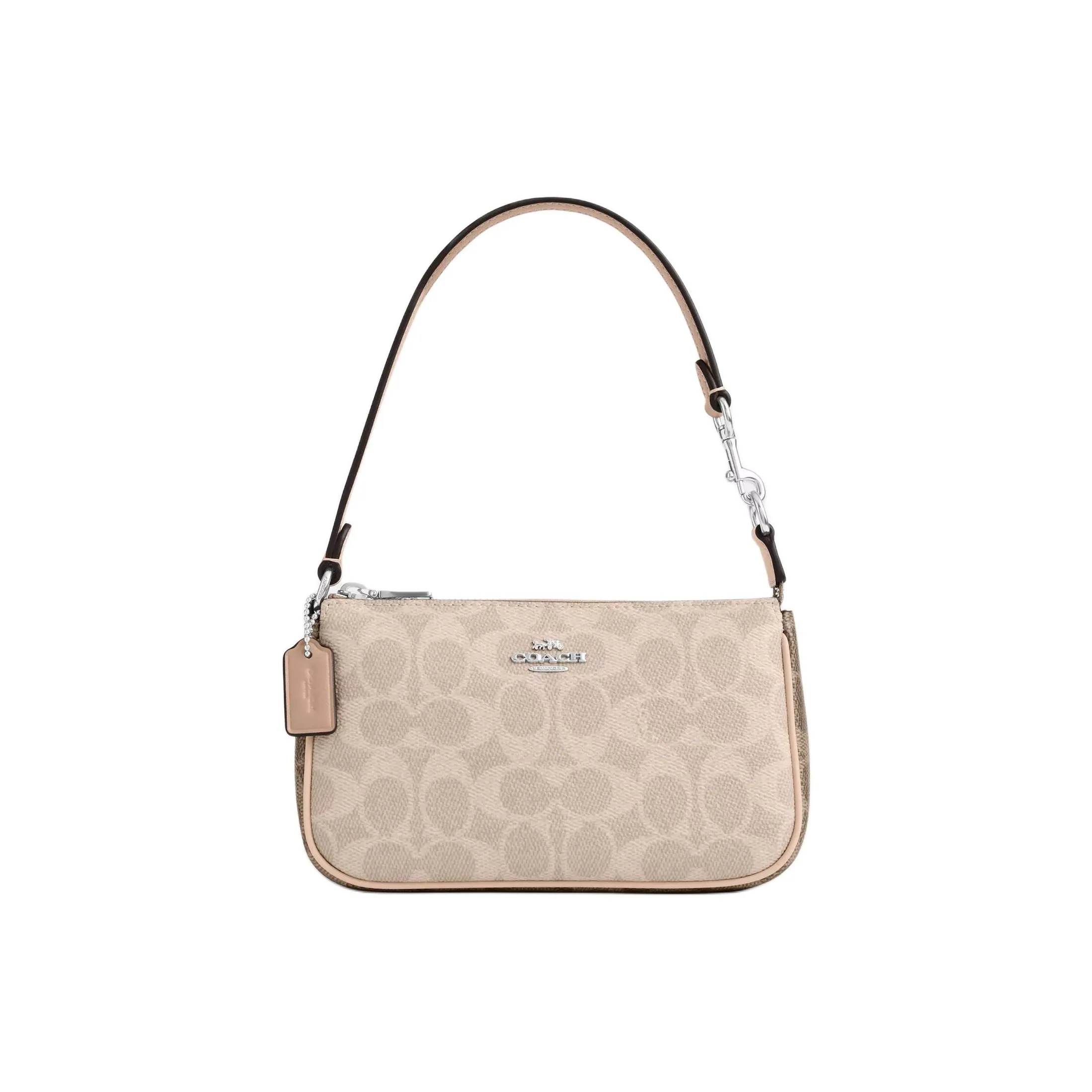 COACH Nolita Coated Canvas Portable Crossbody Bag Shoulder Bag Small Size Women's Sand & Gray Umber Multicolor