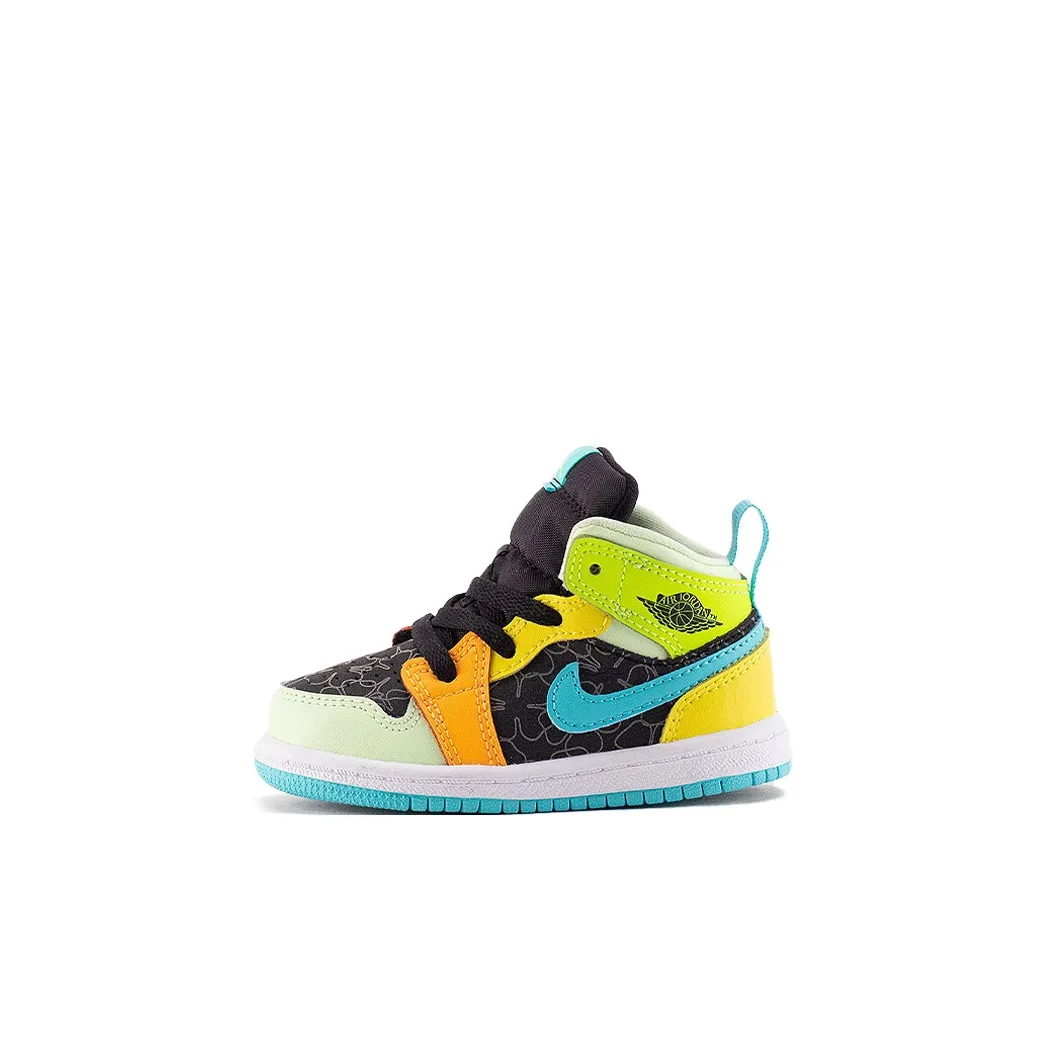 Jordan Air Jordan 1 MID SE Нижняя юбка Резистентные амортизаторы MID Топ Обувь для малышей Черный Infant And Toddler