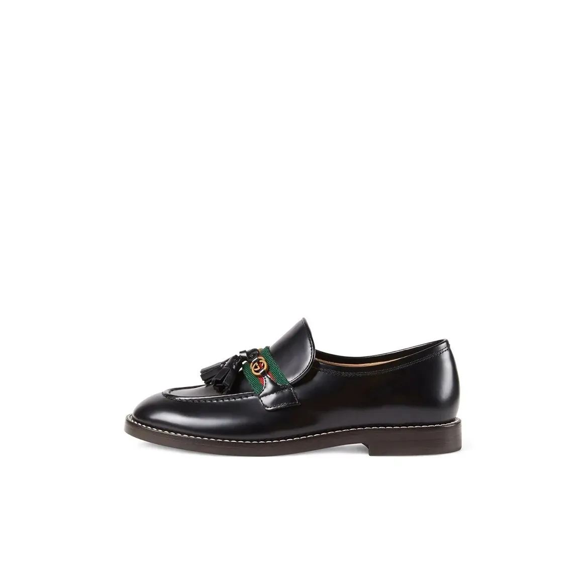 GUCCI Kids Web stripe Leather Loafers