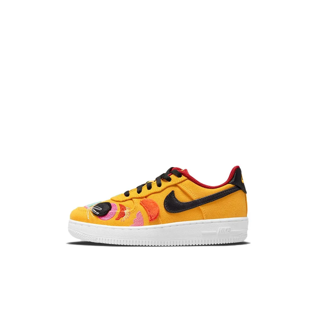 Nike Air FORCE 1 LV8 Low Топ Кроссовки для скейтбординга Желтый Год тигра Дети Возраст 3-7 лет