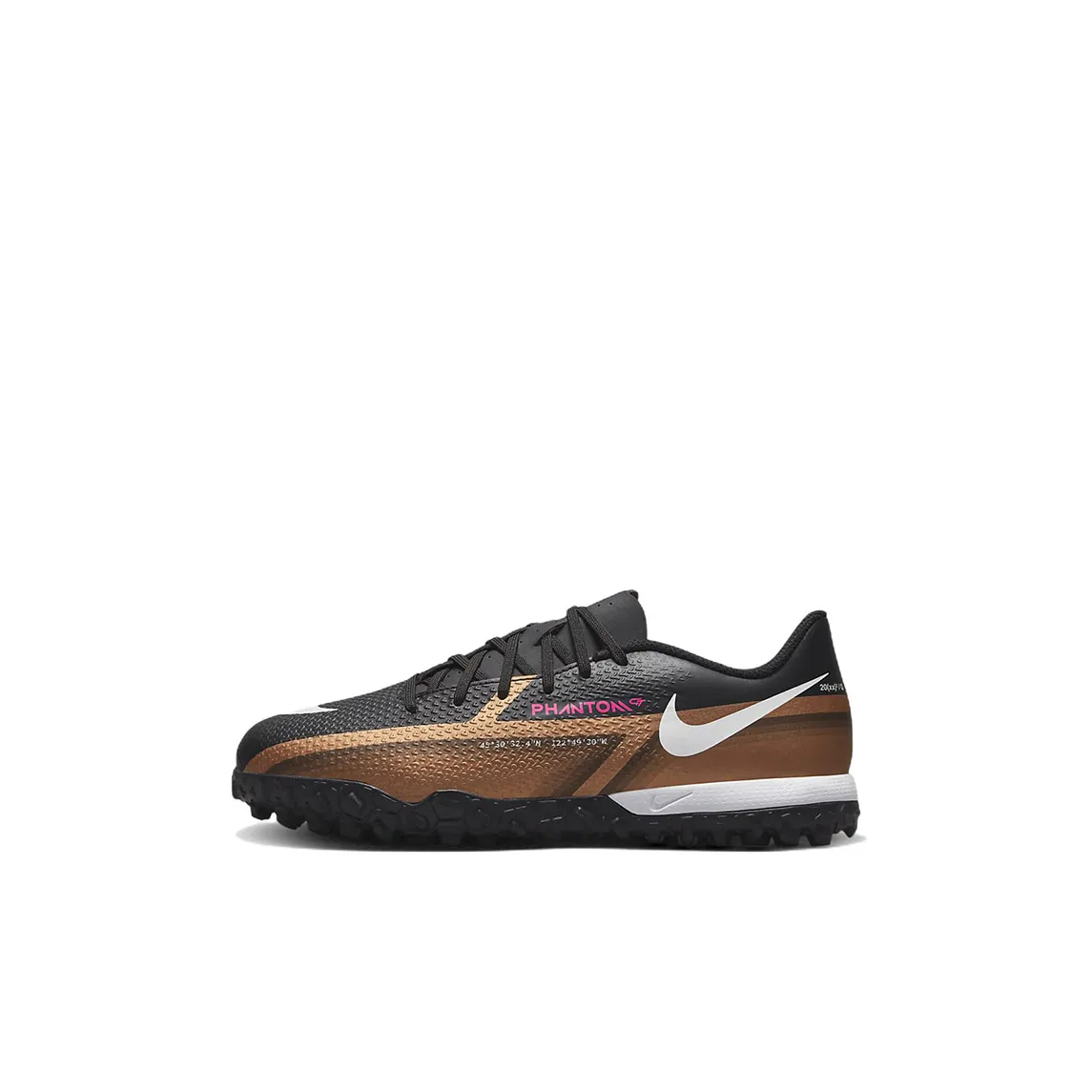 Nike Phantom GT Jr. ACADEMY TF Low Топ Газон Детские футбольные бутсы Черный золотой Детский