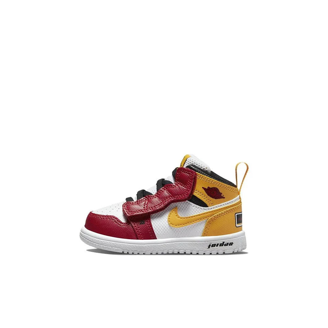 Jordan Air Jordan 1 MID Alt SE GC MID Топ Обувь для малышей Красно-белый Желтый Infant And Toddler