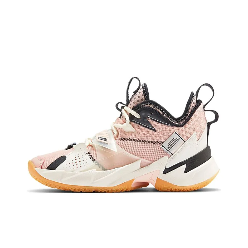 Jordan Why Not Zer0.3 Slip-Resistant Cushioning Wear-Resistant Mid-Top Children's Basketball Shoes Coral Pink Teenagers
