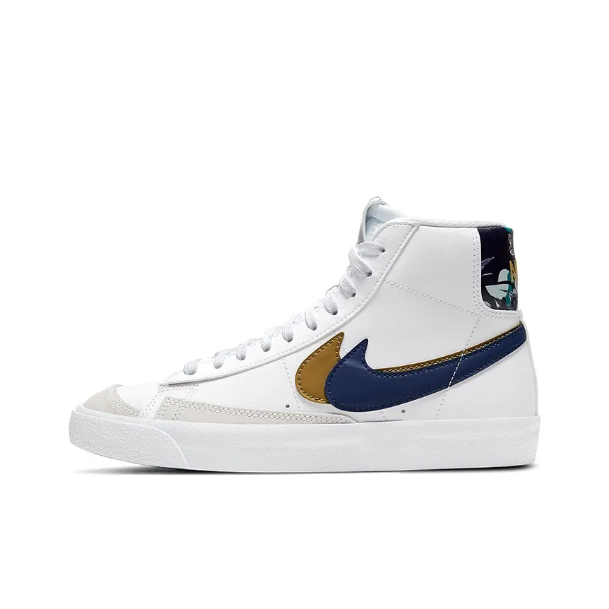 Nike Blazer Mid 77 SE GS Double Swoosh - White Gold Blue Void