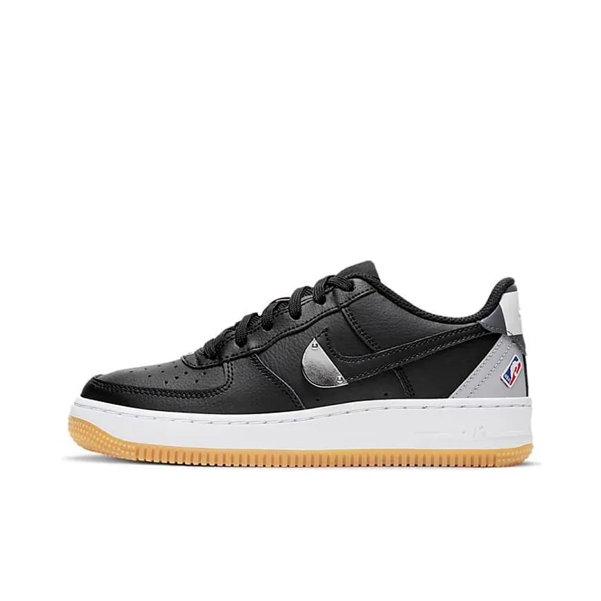 Nike Air FORCE 1 NBA Упаковка Устойчивый к истиранию Низкий Топ Детские Скейтбординги Черный Серый