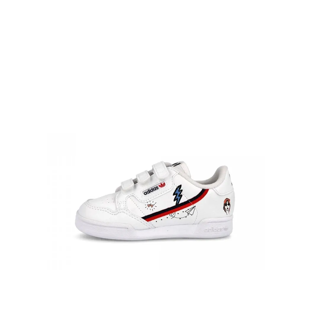 Adidas Originals Continental 80 CF Low Топ Кроссовки для скейтбординга Белый и красный Infant And Toddler