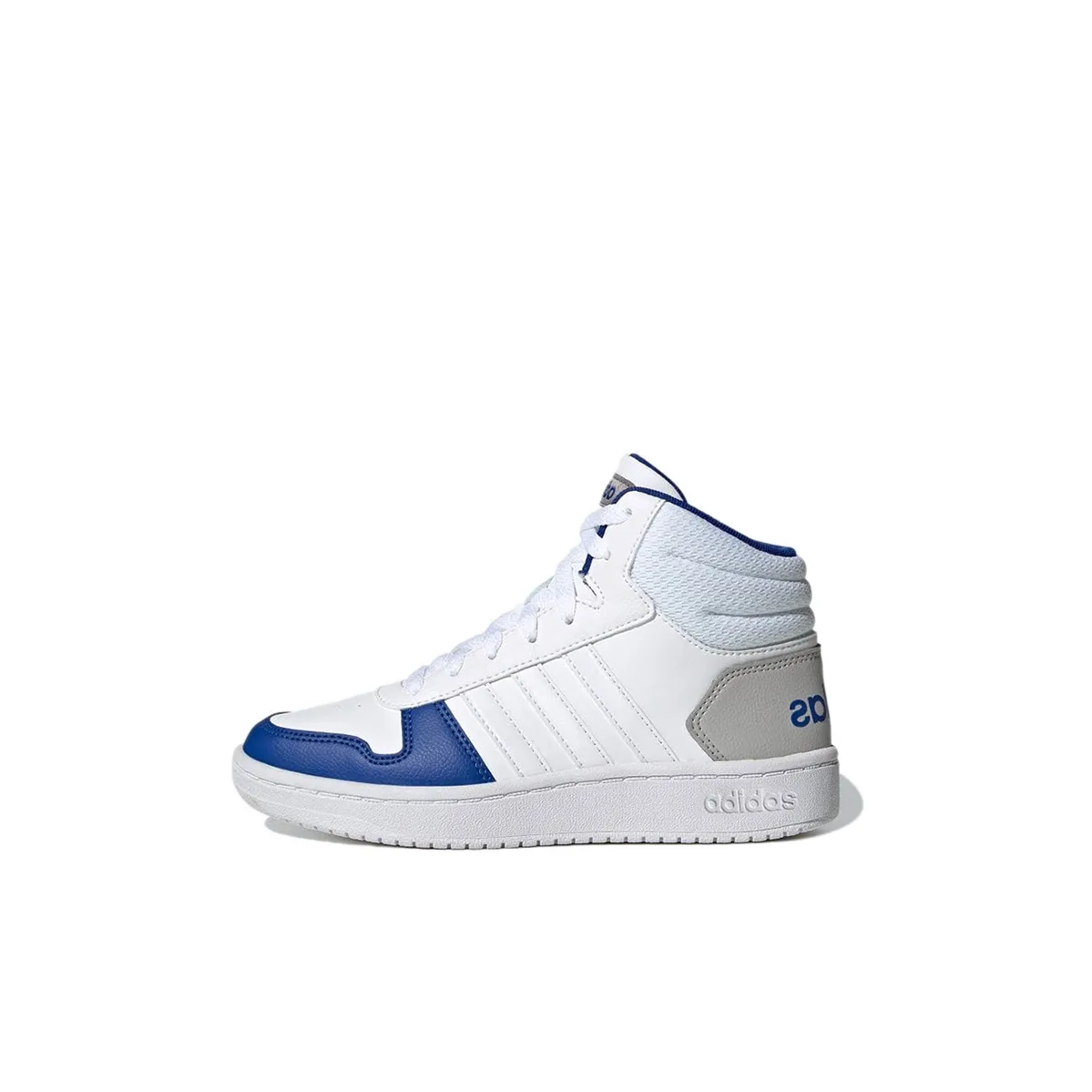 Adidas Neo Hoops 2.0 K Anti Slip Wear Resistant Mid Top Skateboard Shoes White Blue Kids'