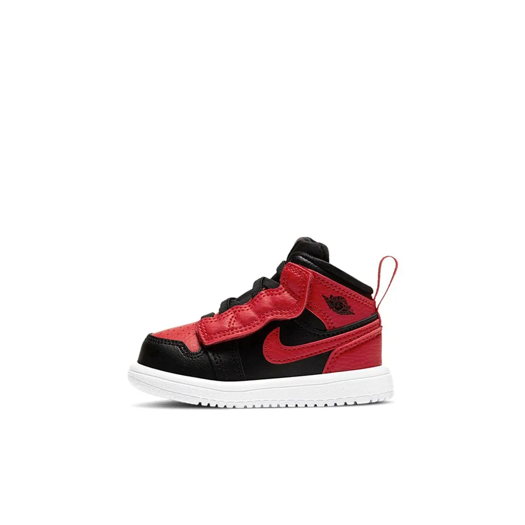 Jordan Air Jordan 1 MID Alt MID Топ Винтажные баскетбольные кроссовки Черный Красный Для малышей и детей дошкольного возраста