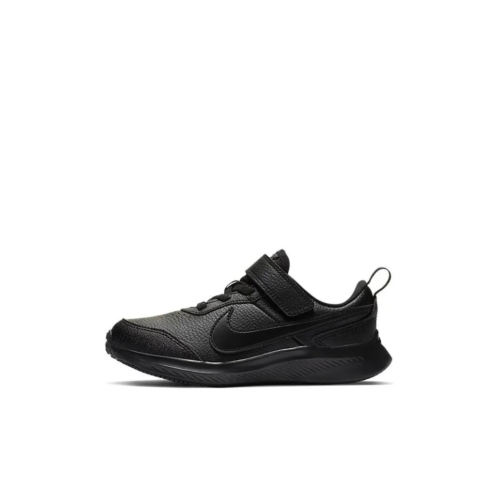 Nike Varsity Leather Low Top Sports Casual Shoes Pure Black Children Aged 3 7 Years Old