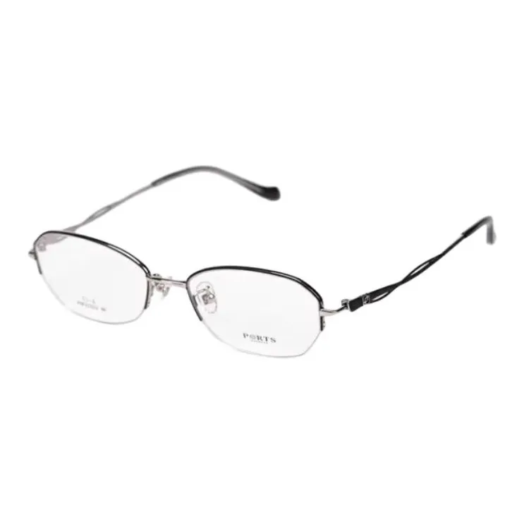 PORTS Пластиковая оправа Титановый сплав Нерегулярная форма Оправа для очков Женская Черная Серебряная
