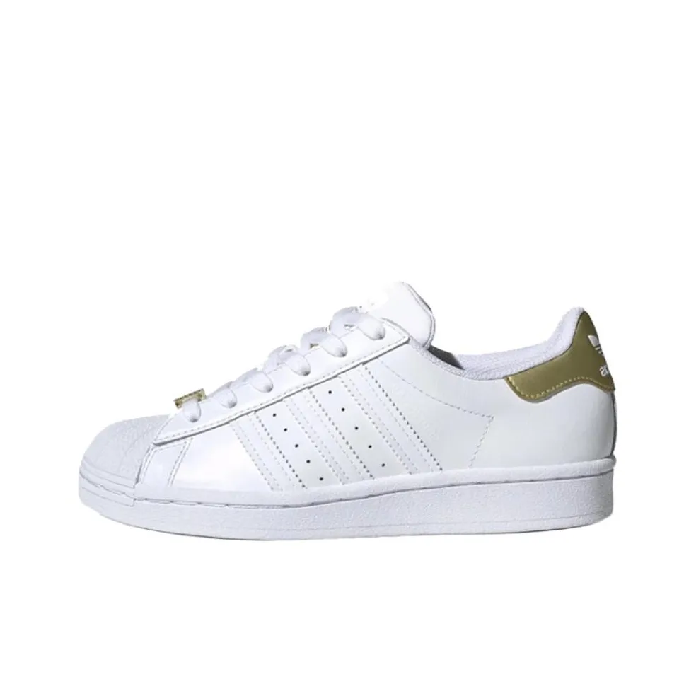 Adidas Originals Superstar Series J Low top Kids' Skateboarding Shoes Golden Tail Teenagers