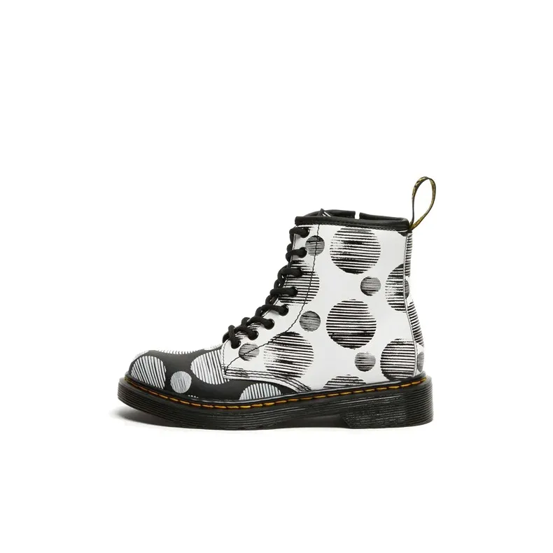 Dr.Martens 1460 Водонепроницаемый и Износостойкий Детские кожаные сапоги Черно-белая панда для детей 3-7 лет