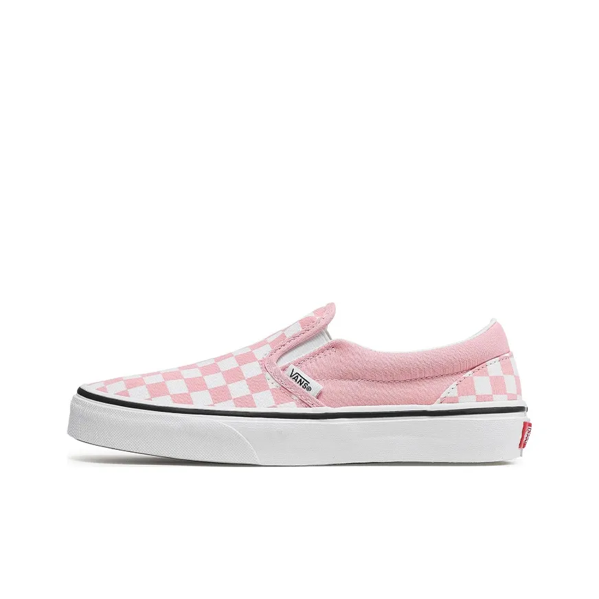 Vans Slip on Series Low Top Kids' Skateboarding Shoes Pink White Teenagers