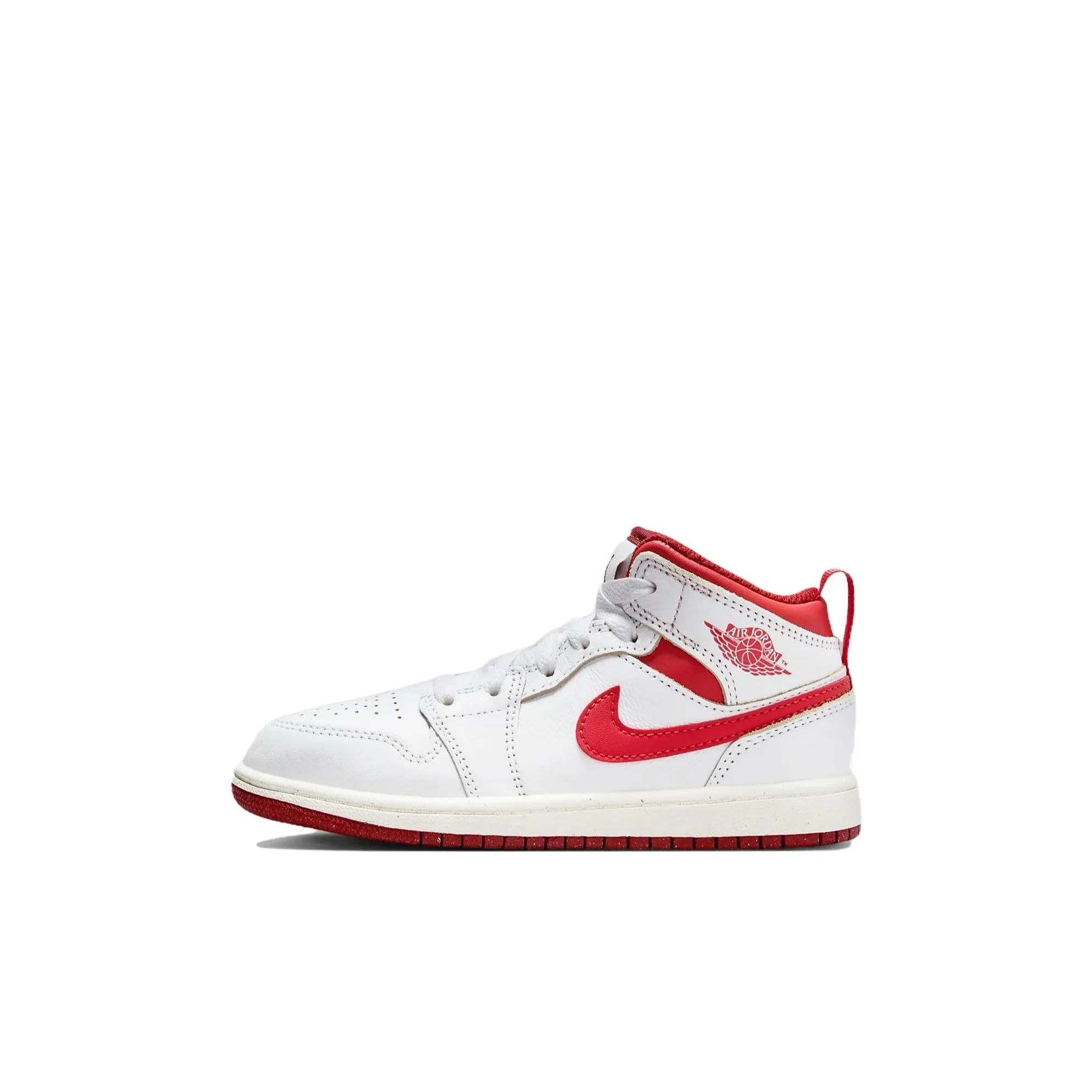 JORDAN Air Jordan 1 Детские Скейтбординги MID Топ Белый и красный Пре-школа