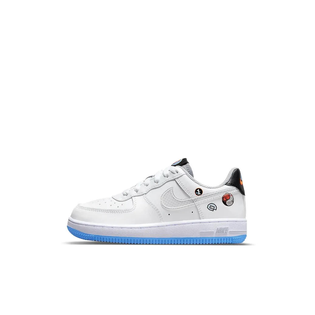 Nike Air FORCE 1 LV8 3 Граффити Наклейка Низкие Кроссовки для скейтбординга Белый Синий Дети Возраст 3-7 Лет