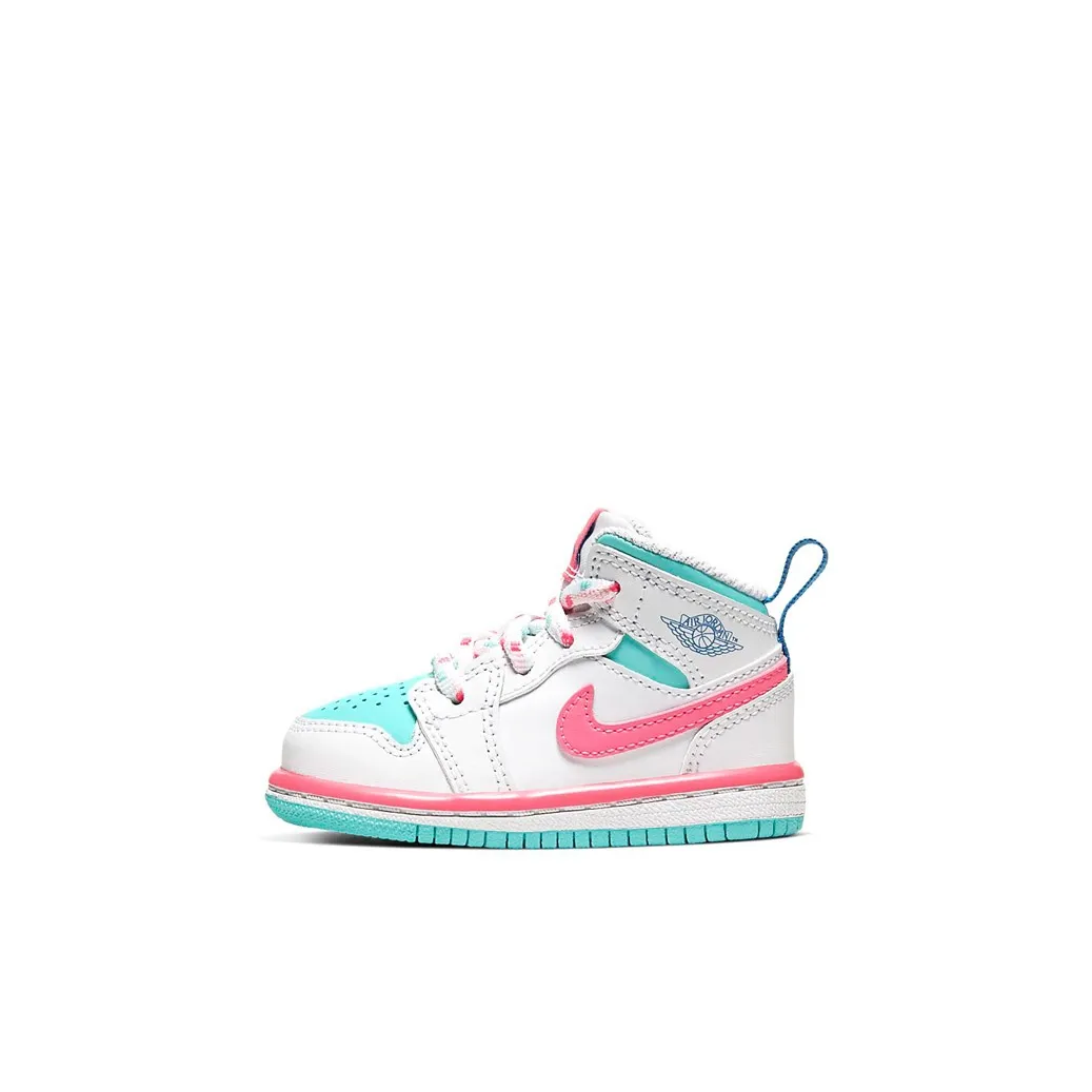 Jordan 1 Mid White Pink Green Soar TD