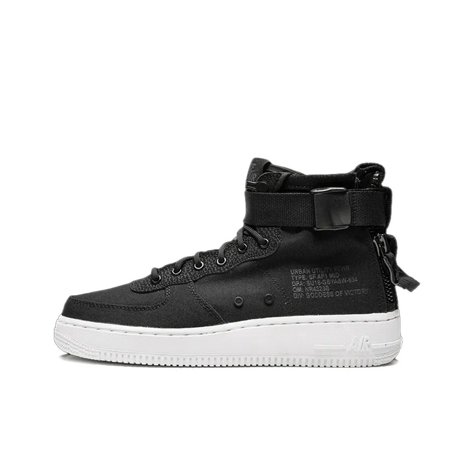 Nike Air FORCE 1 MID Топ Детские Скейтбординги Черный Подростки