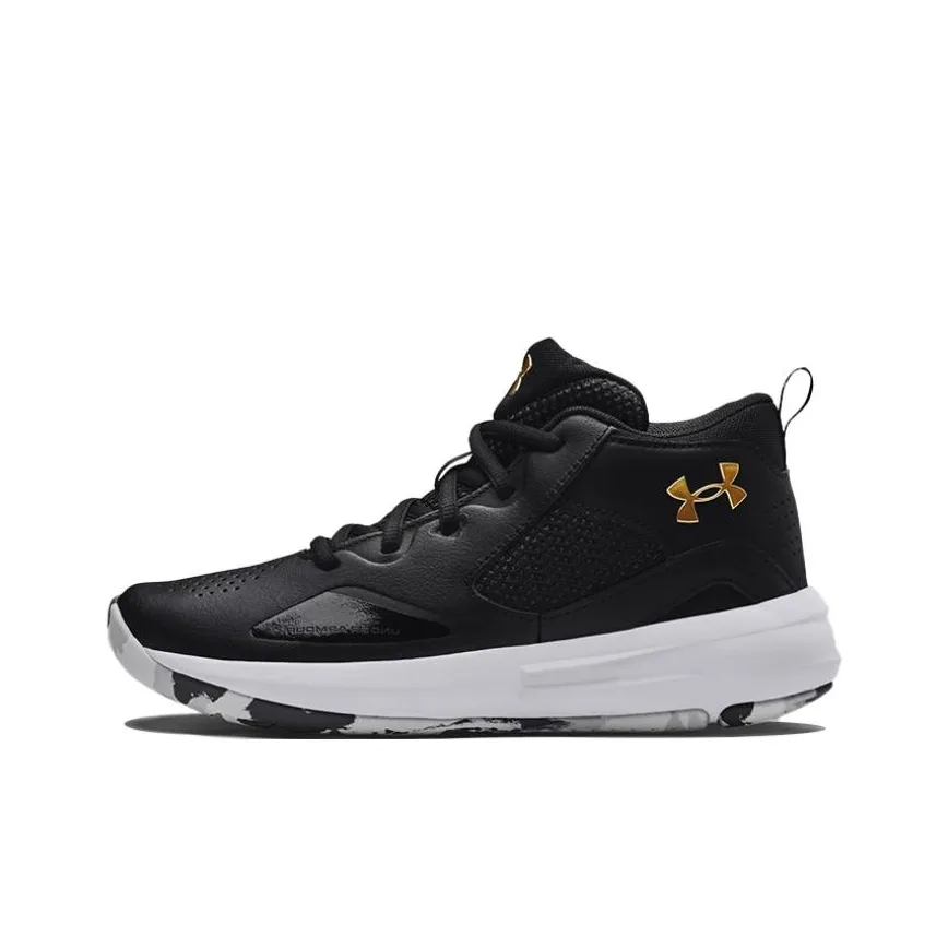 Under Armour Lockdown 5 Mid-Top Children's Basketball Shoes Black White Teenagers
