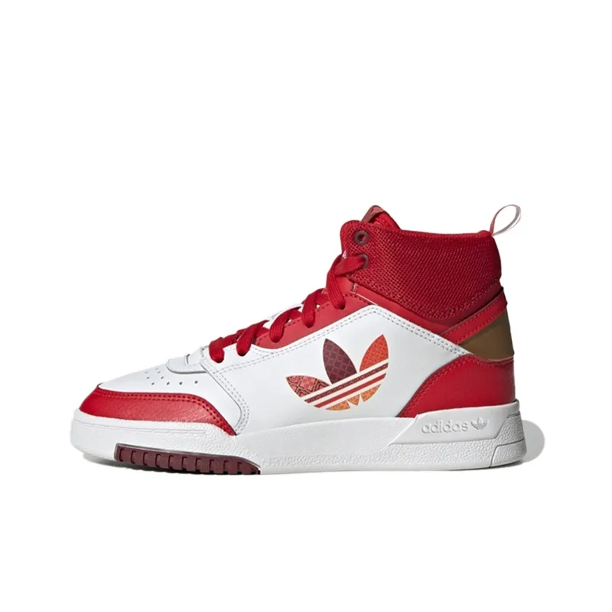 Adidas Originals Drop Step Drop Step J Abrasion Resistant High Top Kids' Skateboarding Shoes White Red