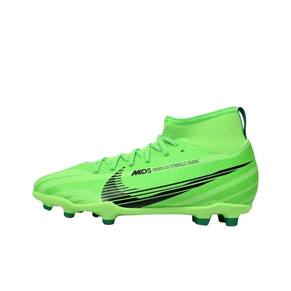Nike Jr. Mercurial Superfly 9 Club FG Амортизация Износостойкий MID Топ Детские футбольные бутсы Зеленый Черный