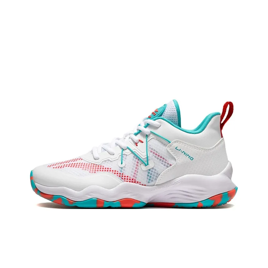 LINING YOUNG Баскетбольные кроссовки Anti KICK с амортизацией отскоком дышащими свойствами балансом и поддержкой модель MID верх белый и зеленый