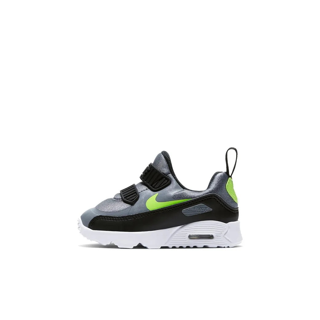 Nike Air Max Tiny 90 Амортизация Низкие Кроссовки для Бега Черные Серебряные Для Малышей и Детей