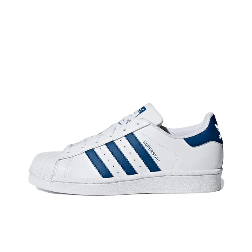 Adidas Originals SUPERSTAR Low Top Skateboard Shoes White Blue Tail