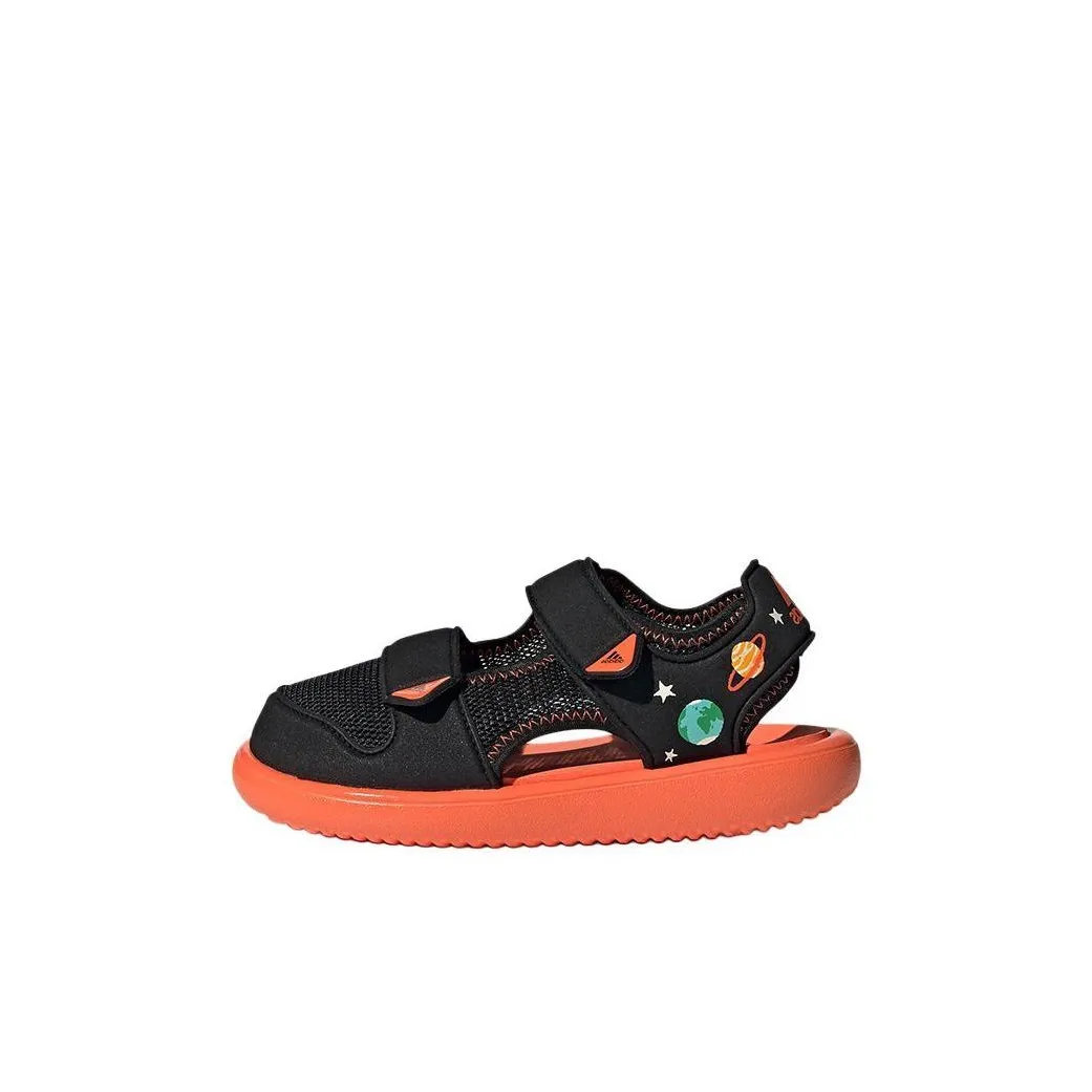 Adidas Водные сандалии Slip-resistant и устойчивые к истиранию для детей черные и оранжевые для детей в возрасте 3-7 лет