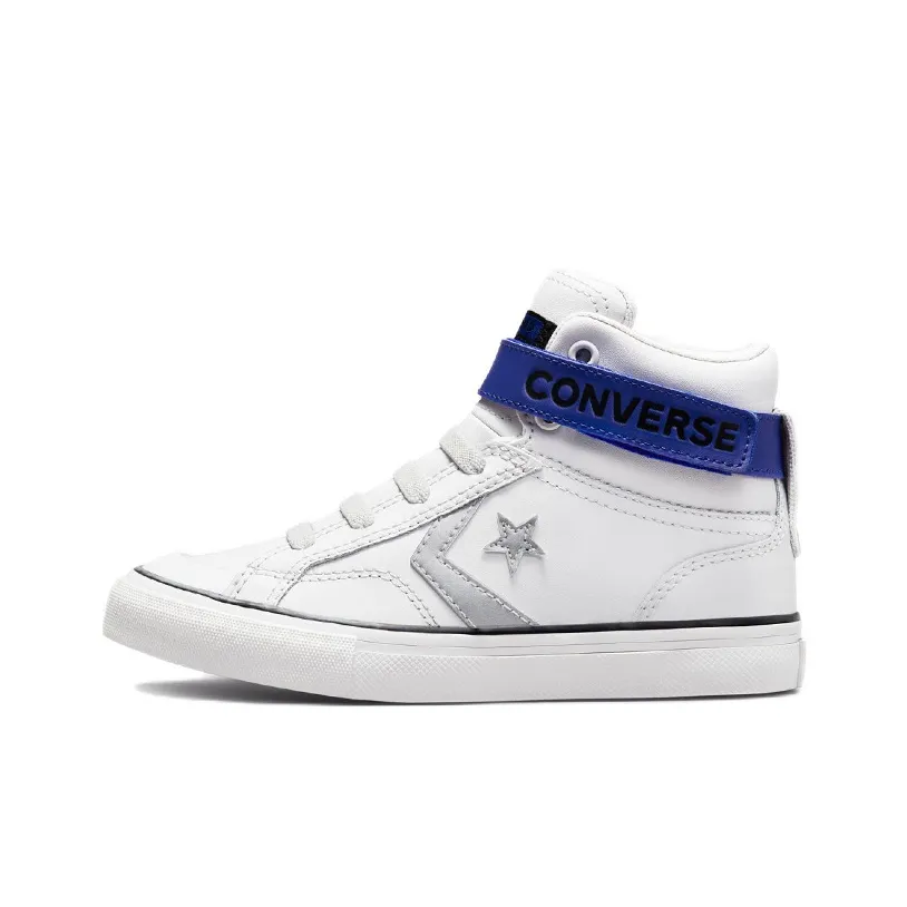 Converse Pro Blaze Strap Abrasion Resistant High Top Skateboard Shoes Silver Gray Teenagers