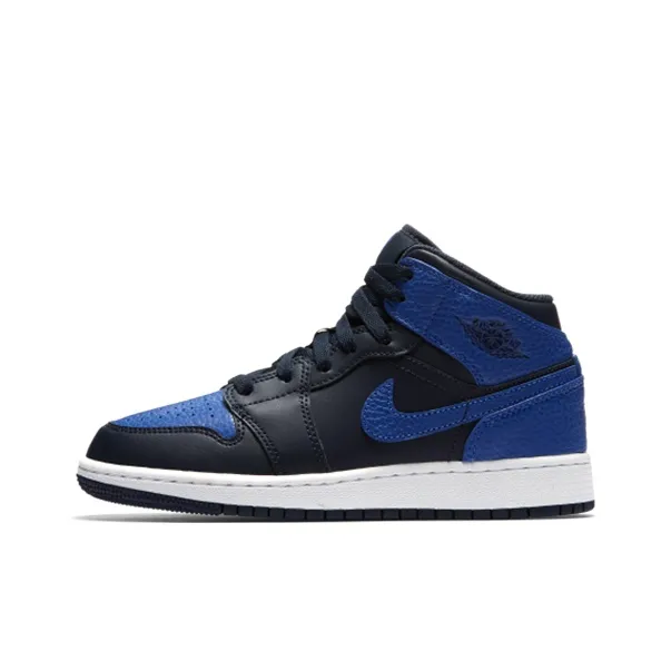 Jordan Air Jordan 1 Mid Lightweight Shock Absorbers Mid Top Children's Basketball Shoes Royal Blue Teenagers