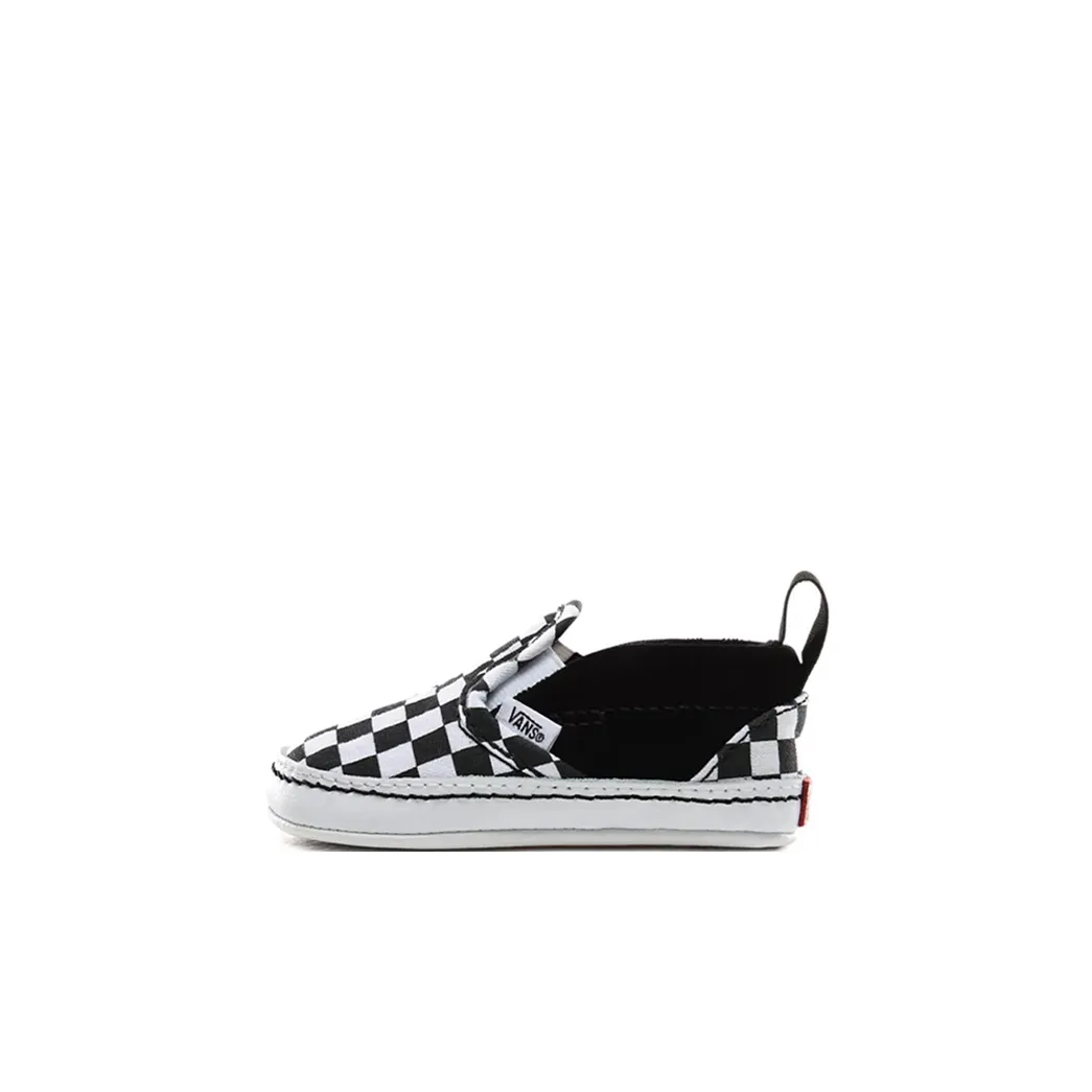 Vans Slip On Series V Crib Аbrasion Resistant Низкие Кроссовки для скейтбординга Черно-белая шахматка Для малышей и детей дошкольного возраста