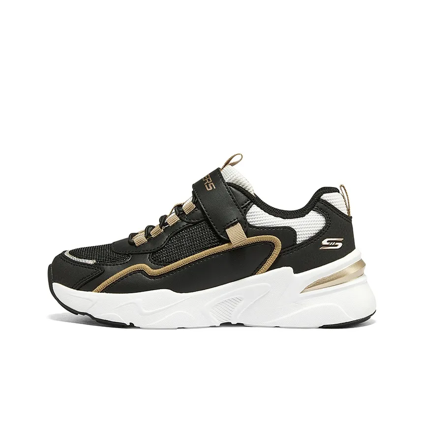 Skechers Girls Kids Lifestyle Shoes Black Gold Teenagers
