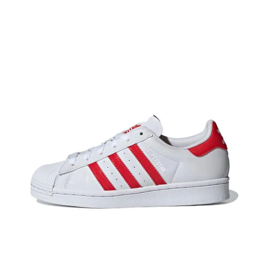 Adidas Originals Superstar J Дышащий Низкий Топ Детский Скейтбординг Белый Красный Подростки