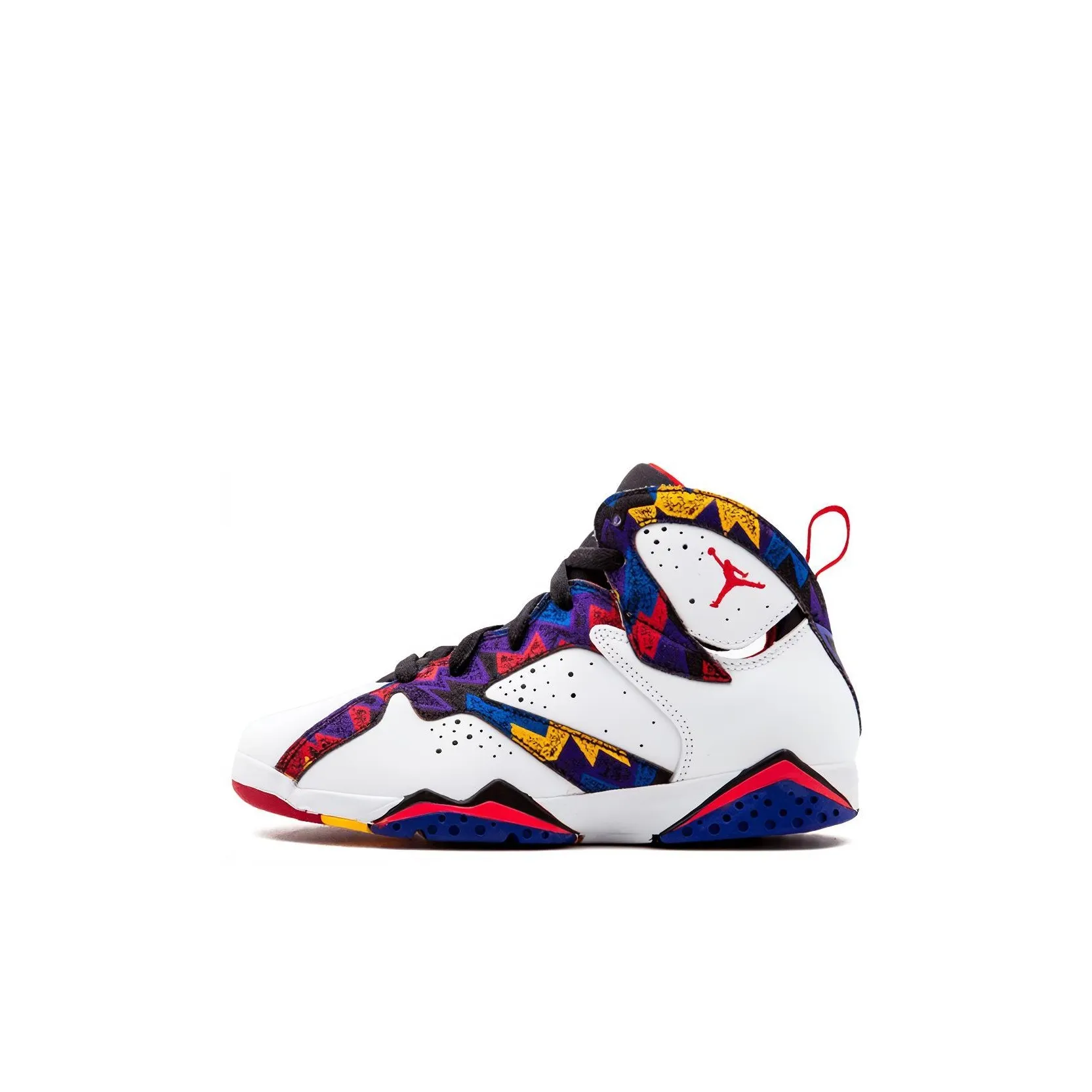 Jordan Air Jordan 7 Slip-Resistant Mid-Top Children's Basketball Shoes White Blue Red Children Aged 3-7 Years Old