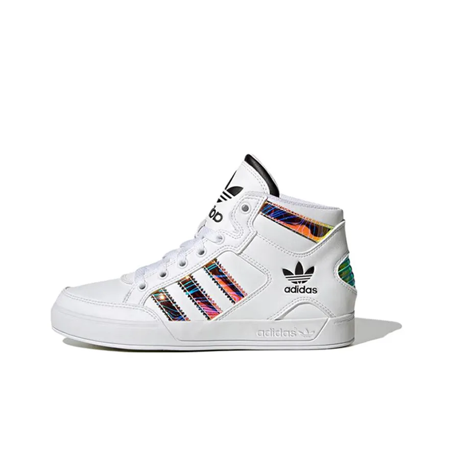 Adidas Originals Hardcourt Anti Slip Wear Resistant Mid Top Kids' Skateboarding Shoes White Teenagers