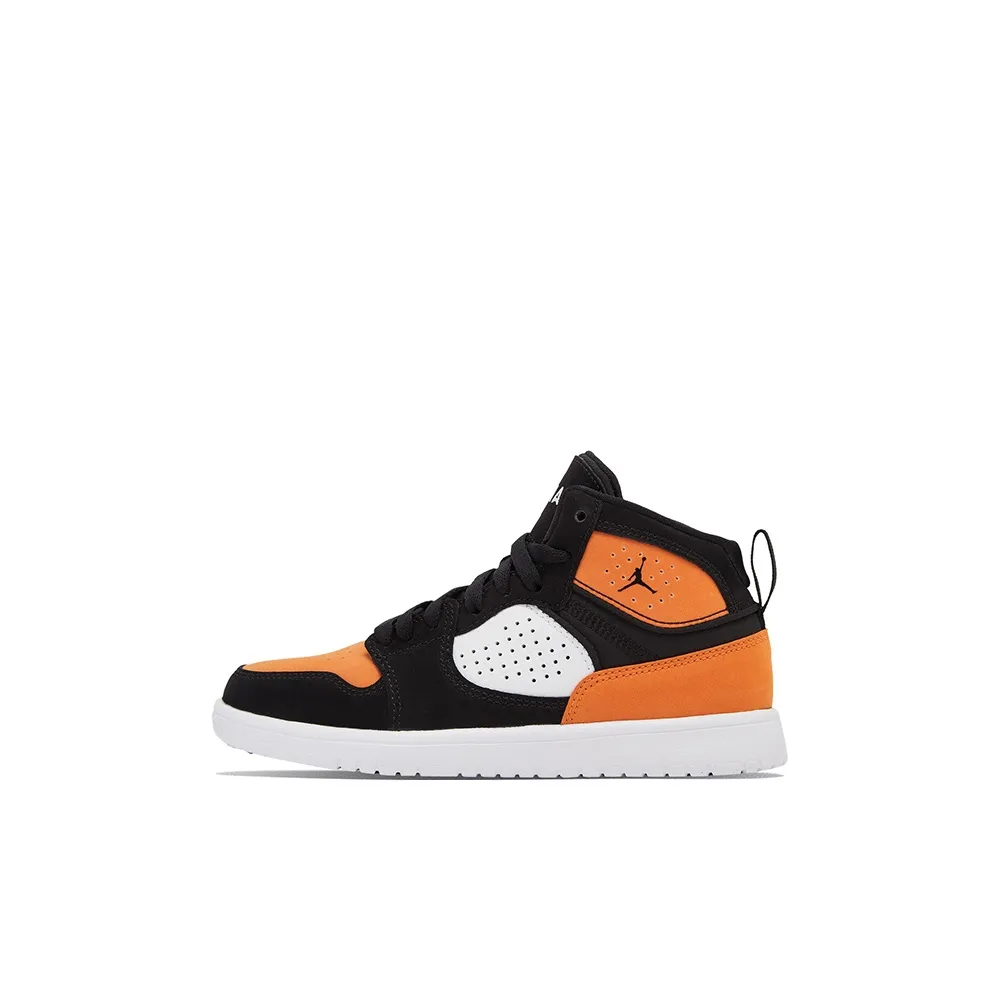 Джордан Access Slip-Resistant Abrasion-Resistant Breathable MID Top Vintage Basketball Shoes Black Orange
