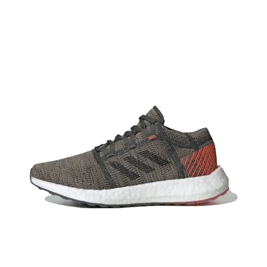 Adidas Pureboost Go J Slip-Resistant Низкий Топ Детская Беговая Обувь Серый Оранжевый Белый Подростки