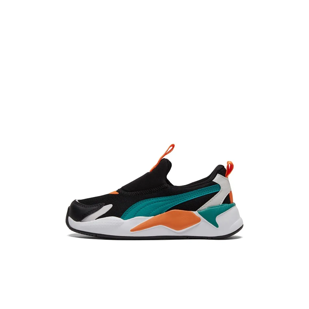 PUMA RS X Slip On Аbrasion Resistant Низкий Топ Детские Лайфстайл Обувь Черный Зеленый Дети Возраст 3-7 Лет